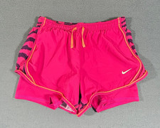 Nike Dri-Fit Shorts Kids Girl's Pink Neon Orange Tiger Built In Spandex Size M