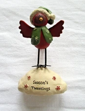 Blossom Bucket Christmas Bird 'Season's Tweetings' Figurine Suzi Skoglund 3"