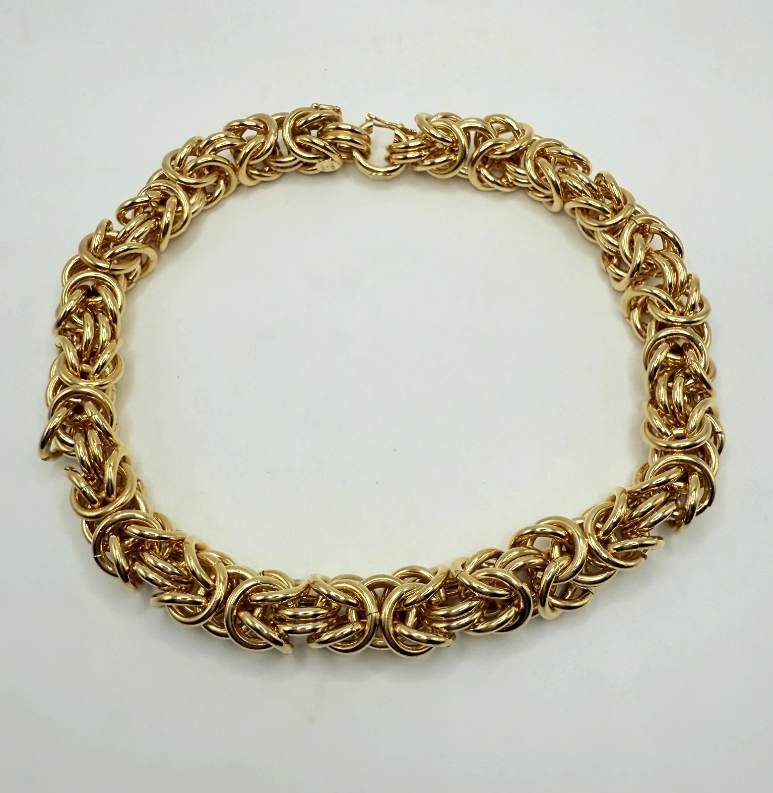 Collana vintage firmata Celine Paris RARA bizantina maglia massiccia placcata oro 16 pollici