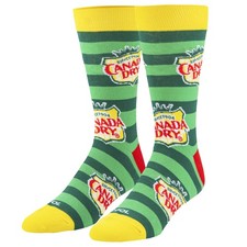 ODD SOX Canada Dry Ginger Ale Logo Pattern Novelty Crew Socks Size Large