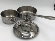 2 All Clad Stainless Steel Small Saucepan 6 x2.25 w/lid 4.25 x2.25 no lid