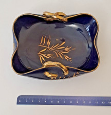 Rometti portaoggetti ceramica blu cobalto vintage dorato anni 30