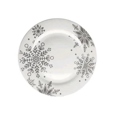 10.5 Inch Snowflake Christmas Royal Norfolk Stoneware Dinner Plates Set of 4