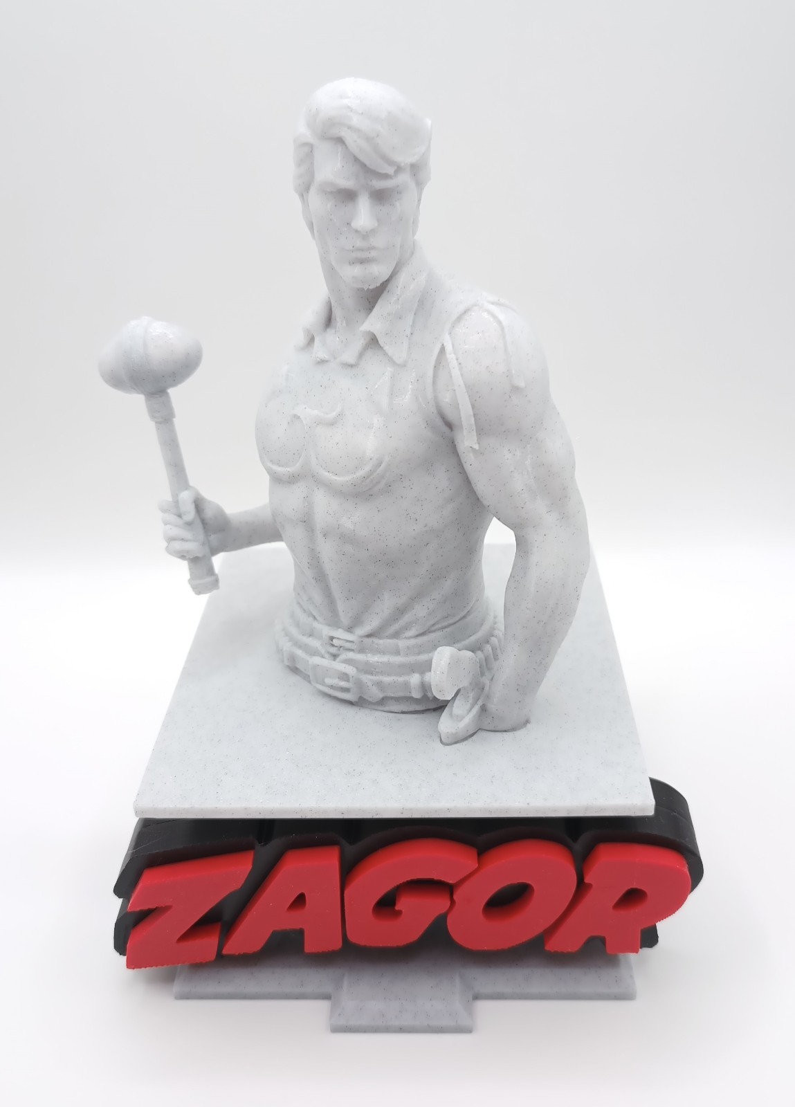 Zagor Busto Fumetti Statua Busto Figures Stampa 3D stile Marmo Bianco