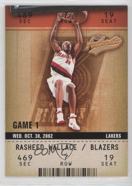 2002-03 Fleer Authentix Rasheed Wallace #13 0g3h