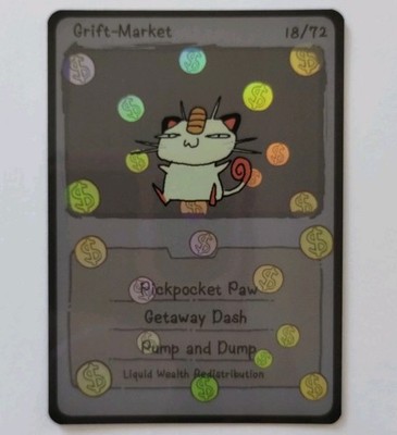 Pokescam by Dot Punwell Meowth (Grift-market) 18/72 Coin Holo 