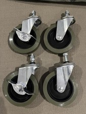 Roulette tige filetée pivotante 4 pouces gris polyuréthane avec frein