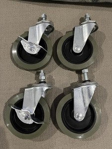 4 Inch Gray Polyurethane Wheel Swivel Threaded Stem Caster with Brake