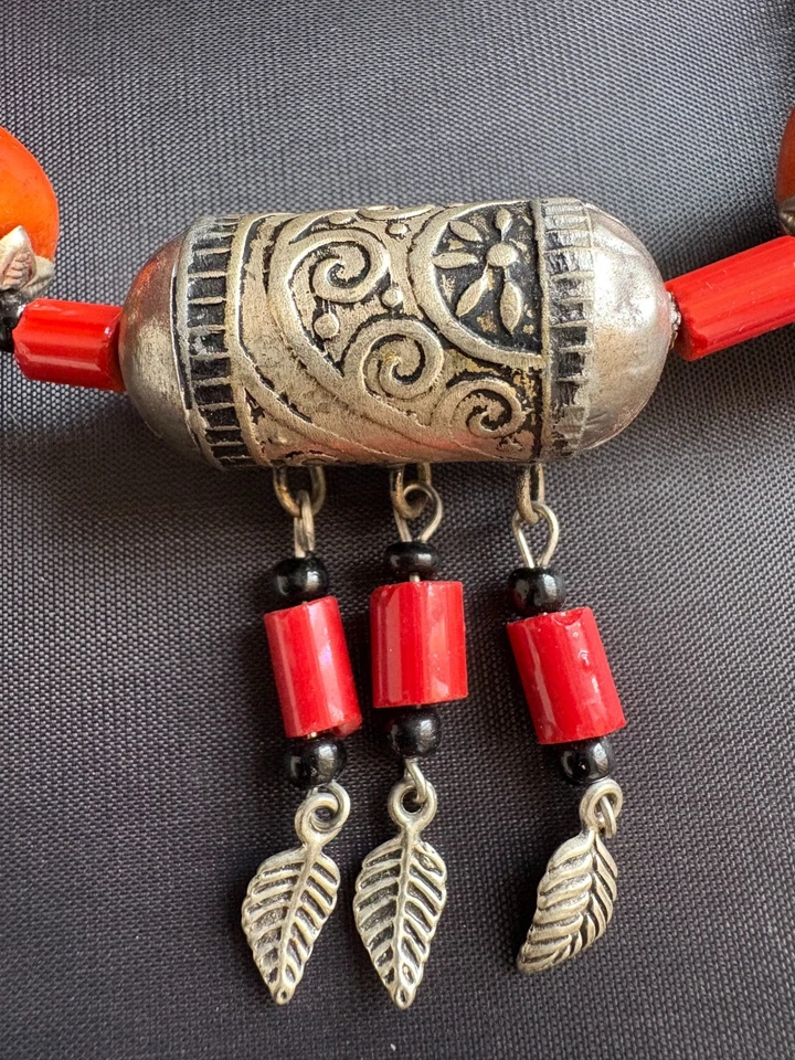 Collar bereber multicolor marroquí étnico tribal artesanal collar africano Foto 3 de 4