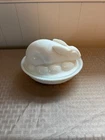 Westmoreland Milk Glass Rabbit Bunny on Nest Eggs Candy Dish VINTAGE
