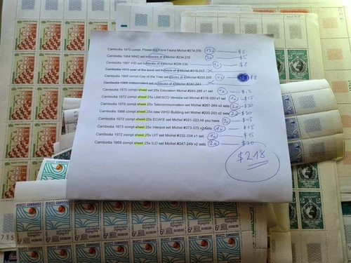Cambodia lot of sheets $218