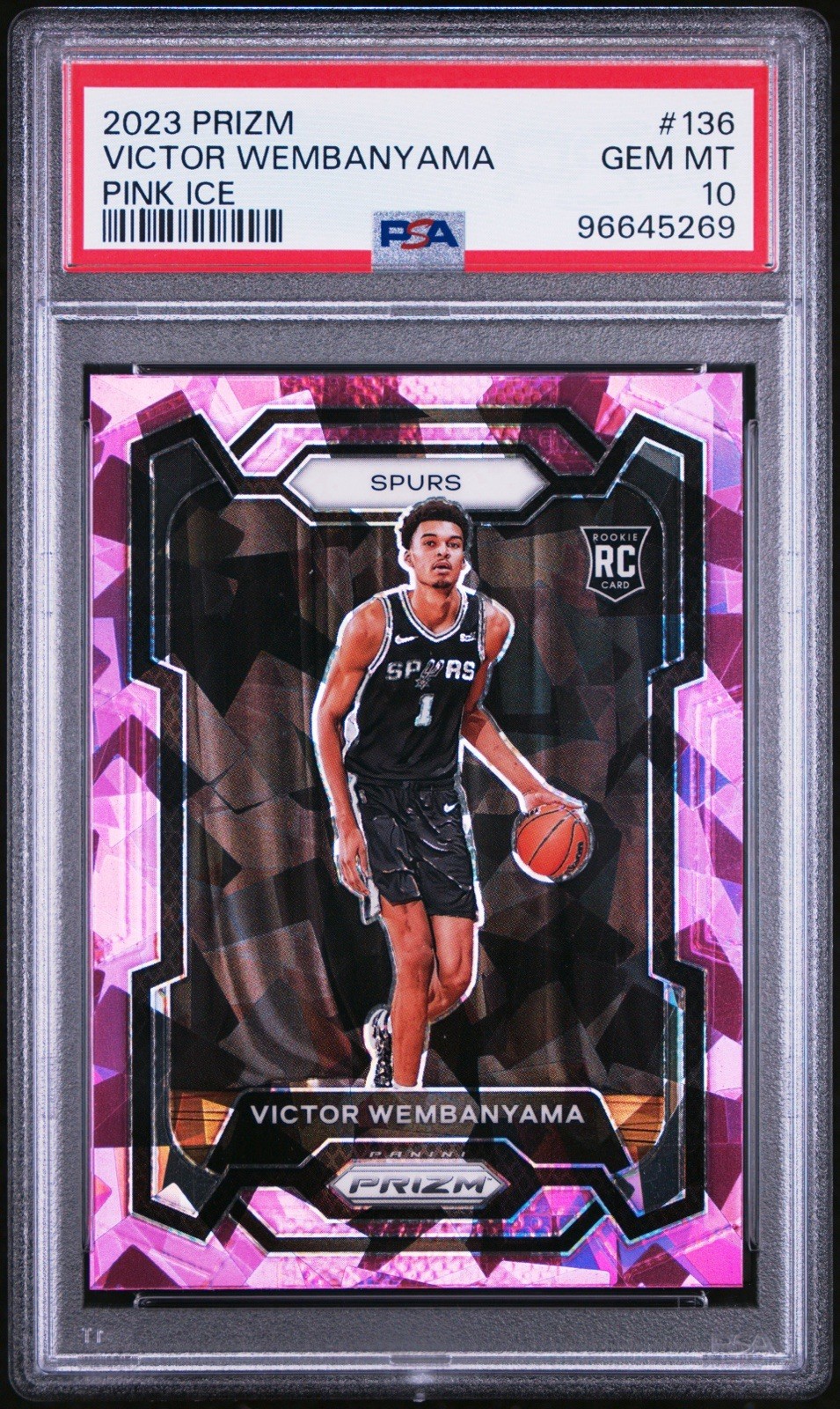 2023-24 Panini Prizm - Victor Wembanyama #136 Pink Ice Prizm (RC) PSA 10 GEM MT