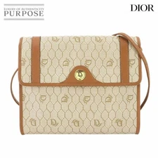 Excellent Condition Christian Dior Honeycomb Shoulder Bag PVC Leather Beige Brow