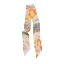 JERLA 100 Mulberry silk Scarf Head Hair Ribbon 33.5" 1.97", Flower Pink