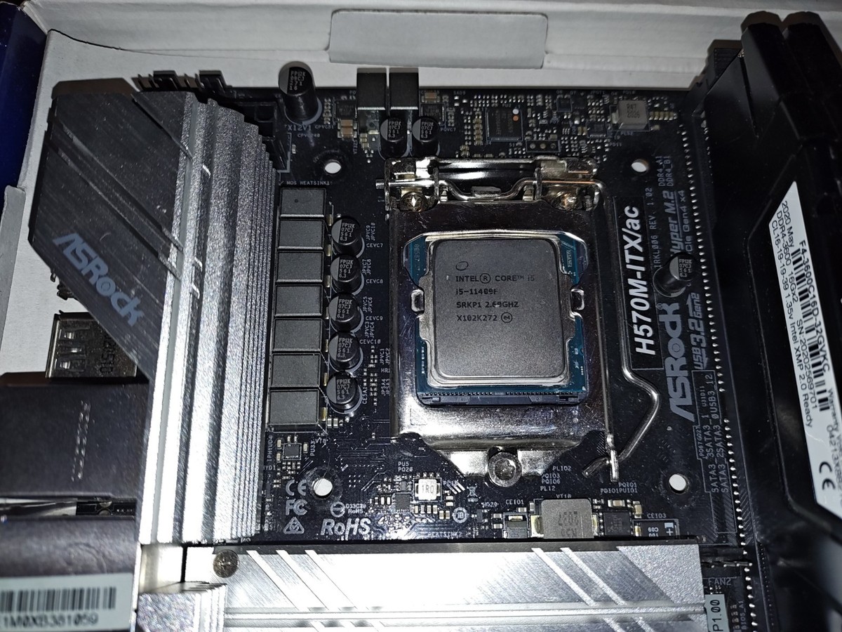 ASRock H570M-ITX/ac MB, Intel i5 11400f CPU, 2x16gb 3600 32gb ddr4