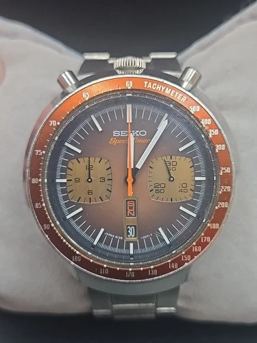 Seiko Bullhead Chronograph 43mm Brown Day/Date Dial Mens Watch 6138-0040