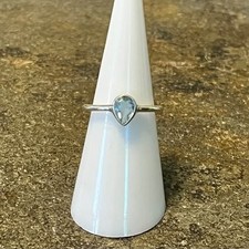 925 Sterling Silver Pear Cut Light Topaz Ring...