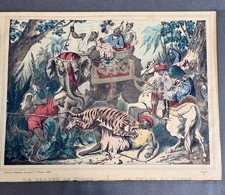 Gangel P Didion Metz Antique French Lithograph La Chasse au Tigre Print Gift