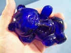 Rare Fenton Blue Slag Glass Reclining Bear Figurine - FACTORY SECOND