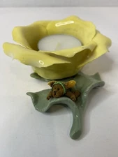 Boyds Bears BLOOMIN FLUTTERBY Bumble BEE Porcelain Tea Light Yellow Rose Flower