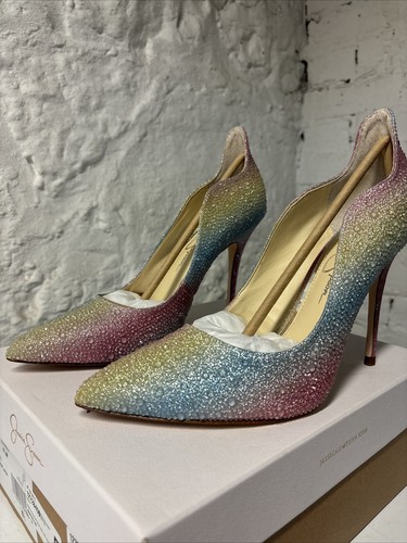 Jessica Simpson Women's Wayva Rainbow Embellished Bedazzled Pumps Size 8.5M WOW! - Picture 15 of 16