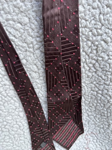 Boy’s Vintage Necktie Brown Geometric - Picture 9 of 10