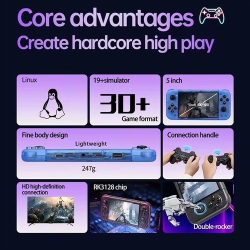 RG50XX 5 Inch HD Linux System Retro Handheld Video Game Console For GBC GBA PSP - Picture 2 of 13