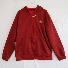 Adidas Hoodie Mens Large Climawarm Full Zip Fleece Jacket Activewear Long Sleeve