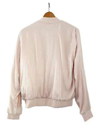 BRANDY MELVILLE Bomber Jacket Pale Pink Satin Zip Front O/S