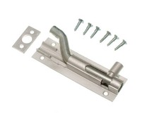 2 X SAA Brushed Aluminium Door Sliding Bolts Swan Neck 100mm 4 Inch | Onestopdiy