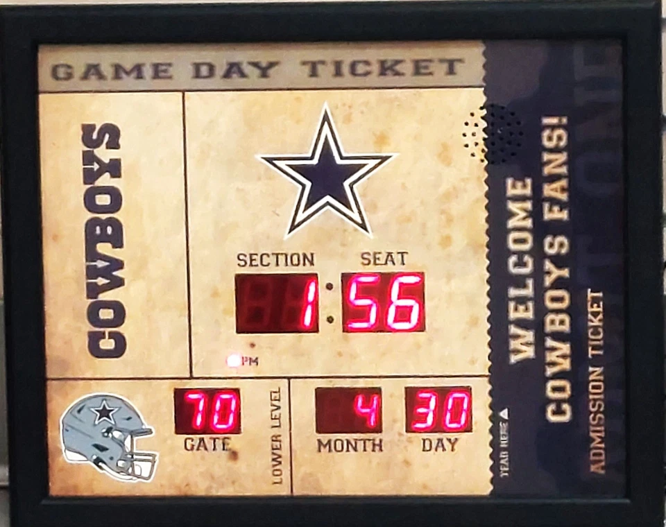 Dallas Cowboys Team Scoreboard Clock With Bluetooth Wireless Technology - Image 3 of 3