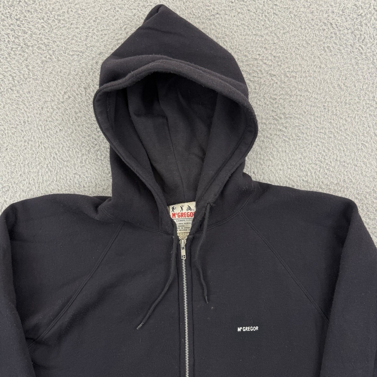 Vintage McGregor Sweatshirt Men's Large Black Thermal Lined Zip