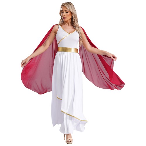 Damen Kostüm Römische Robe Bühnenauftritt Kleid Ägyptische Maxikleid Weiches - Bild 9 von 43