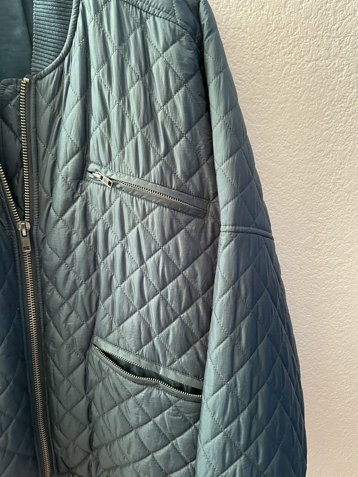 FREE PEOPLE Teal Oversized Quilted Bomber Jacket Wome… Gem