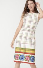 65 J Crew Belted Bi-stretch Cotton Dress Floral Red Yellow Moss 4 NWT $168