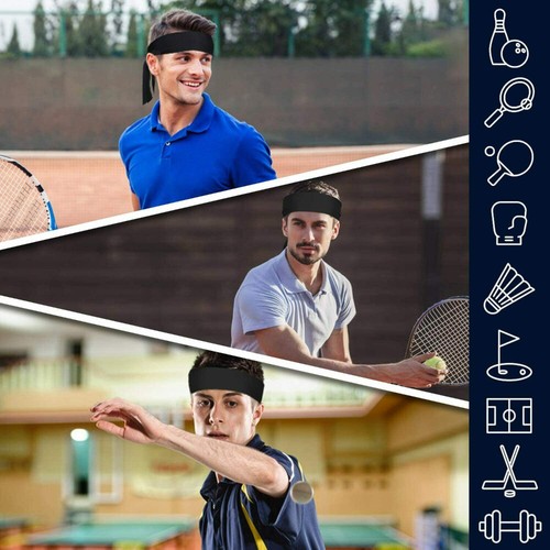 2PCS Head Tie Hair Back Band Sports Headband Unisex Ninja Bandana Wrap Sweatband - Picture 3 of 13