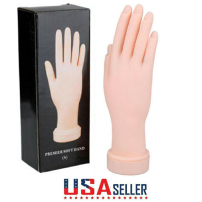 Nail Art Training Hand Flexible Movable Fake Hand Manicure Practice Tool USA NEW