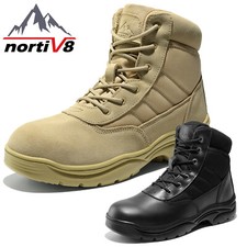 NORTIV8 Men's Hiking Boots Leather Military Motorcycle Combat Boots
