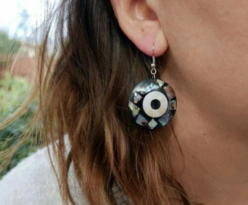 Handgefertigter Mode-Ohrschmuck Perlmutter -/- Abalone