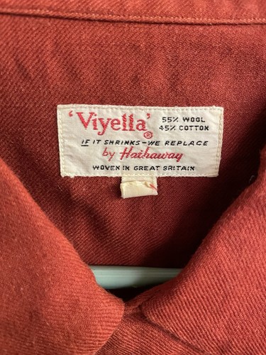 AUTUMN ORANGE COMFY 50s 😍 Vintage VIYELLA HATHAWAY LOOP COLLAR ROCKABILLY Shirt - Picture 2 of 8