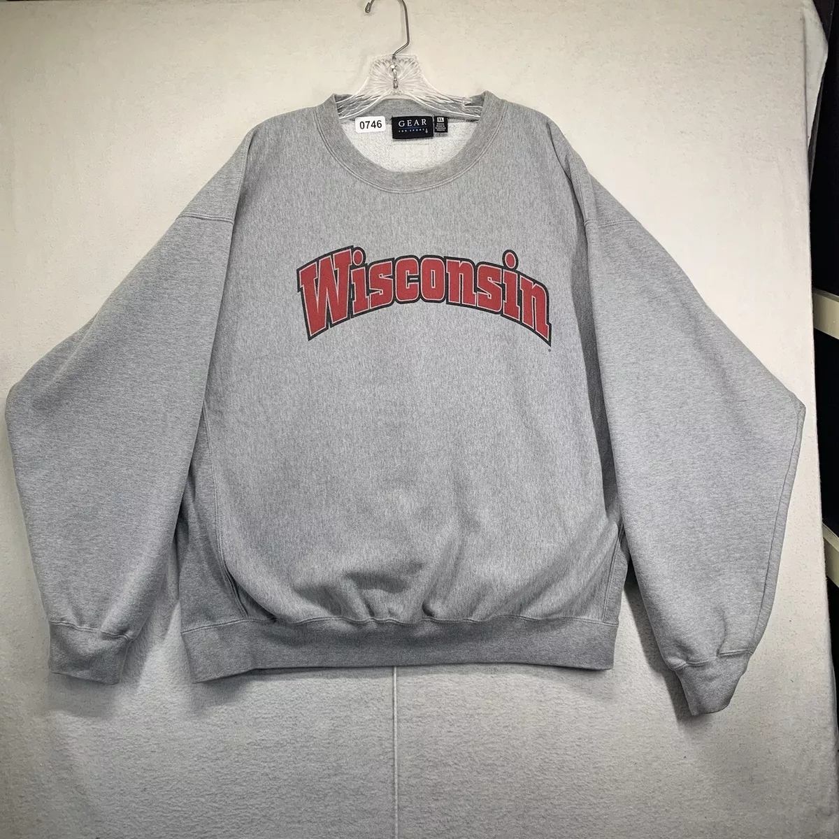 Vintage University Of Wisconsin Sweatshirt Sweater Mens XL Gray Reverse Weave