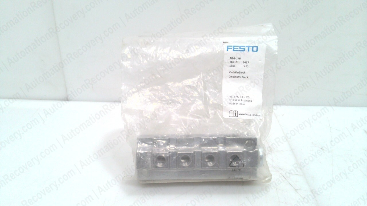 FESTO FR-8-1/8, DISTRIBUTOR BLOCK, 2077, NEW #336536