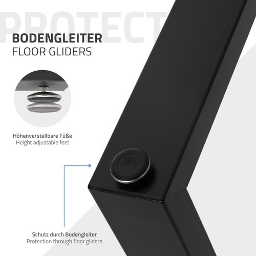 Set de 2 patas para mesa soporte en U bastidor 70 x 74 cm de acero negro mate - Imagen 5 de 8