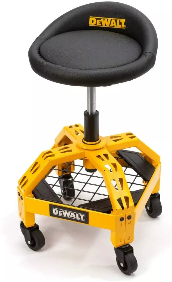 Adjustable Padded Rolling Stool Shop Garage Swiveling Seat Durable