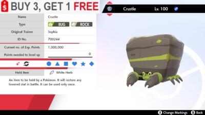 ✨ Shiny Crustle ✨ Pokemon Sword and Shield Perfect IV🚀Fast 