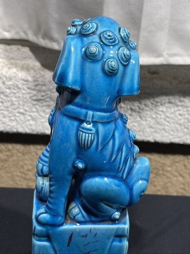 Antique Imperial Blue Porcelain Ceramic Chinese Feng Shui Female Foo Dog Lion - Picture 15 of 22