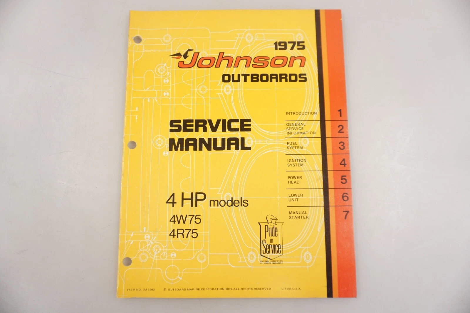 1975 Johnson Outboards 4 HP 4W75 4R75 Service Shop Manual JM-7503