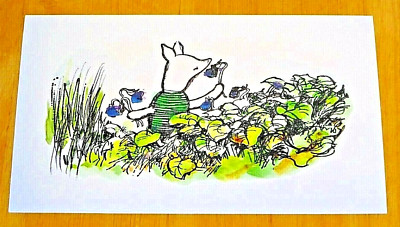WINNIE-THE-POOH POSTKARTE ~ FERKEL PFLÜCKT EINIGE BLUMEN IN 100 HEKTAR HOLZ ~ NEU