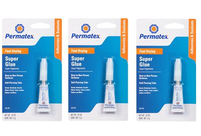 Permatex Super Glue Set Super Strong Adhesive Fast Drying 6 Gram (3 x 2 gram)
