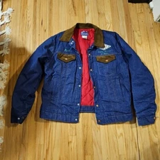 Vintage Big Smith Denim Jean Corduroy Collar Jacket w/ Insulated Lining